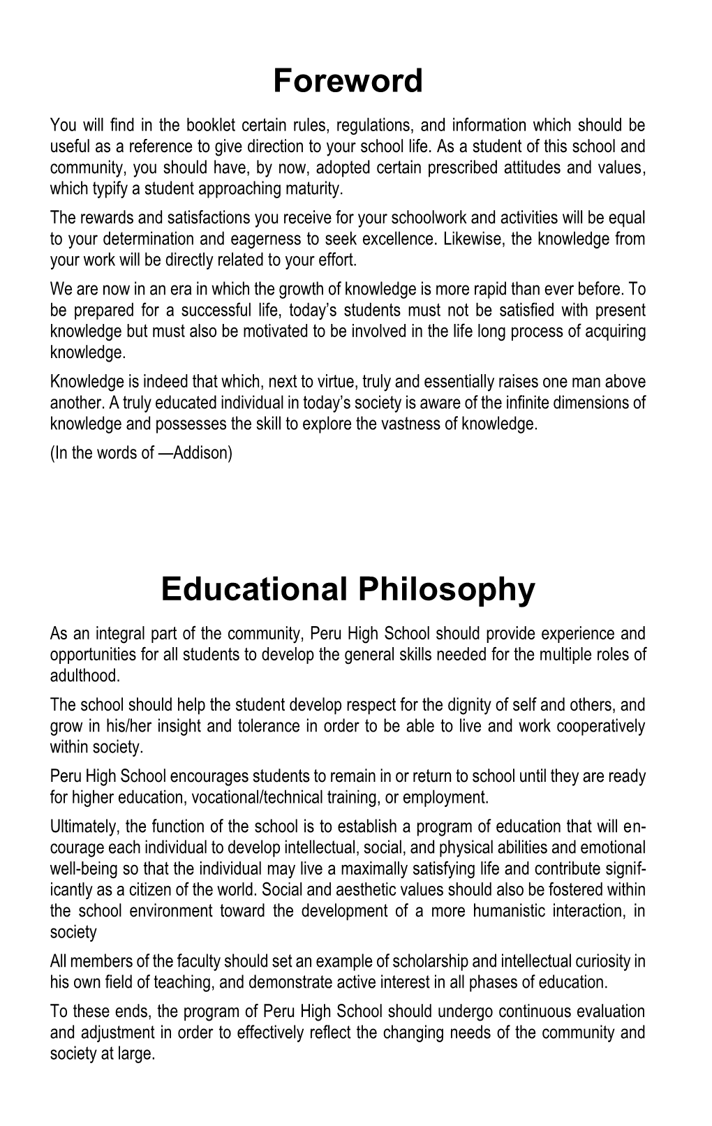 Foreword Educational Philosophy