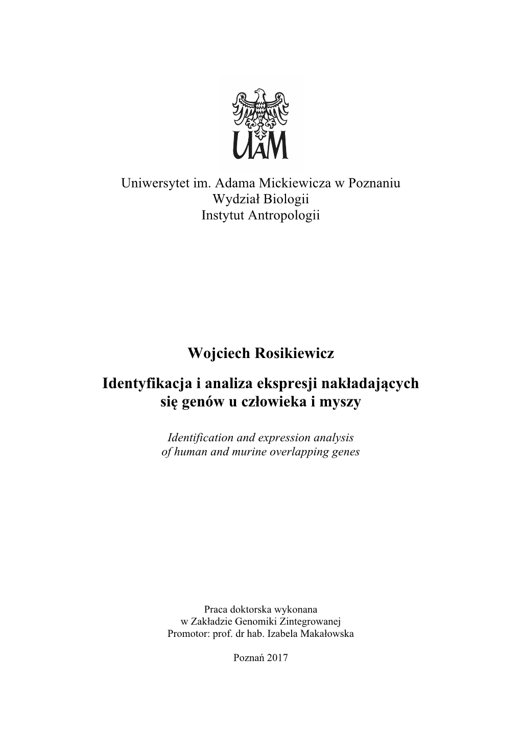 Wojciech Rosikiewicz Identyfikacja I Analiza Ekspresji Nakładających Się