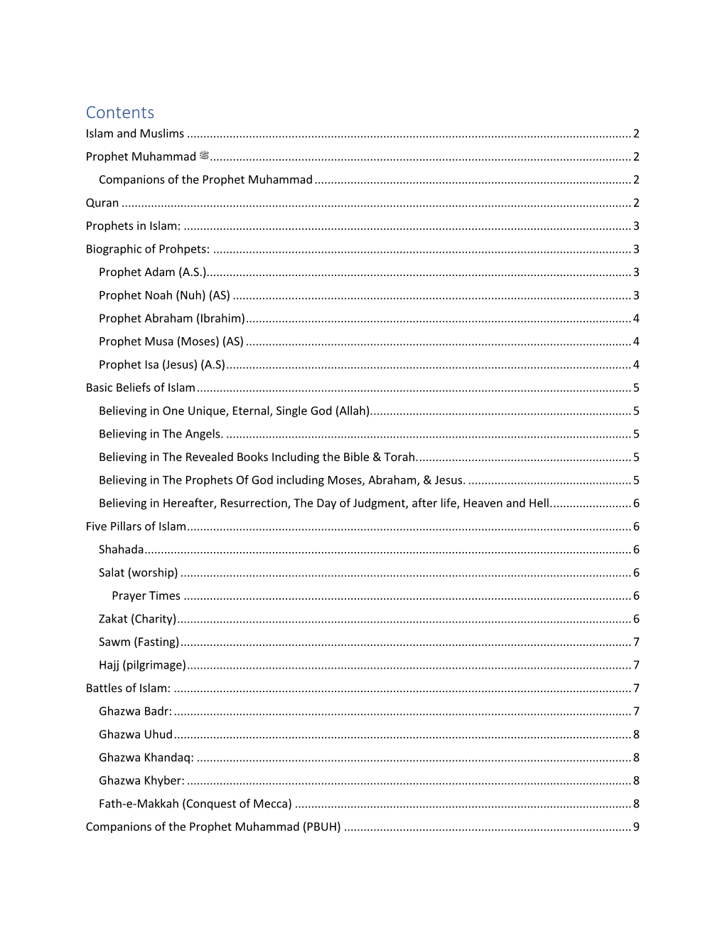 Contents Islam and Muslims