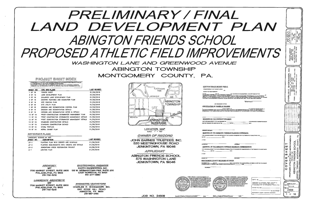 Abington Friends School Proposed Athletic Field Improvements