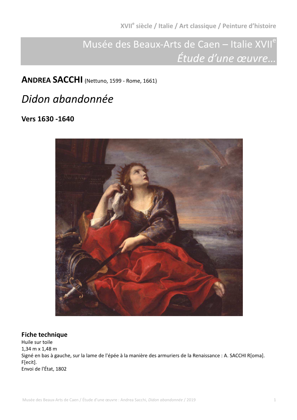 Andrea SACCHI, Didon Abandonnée