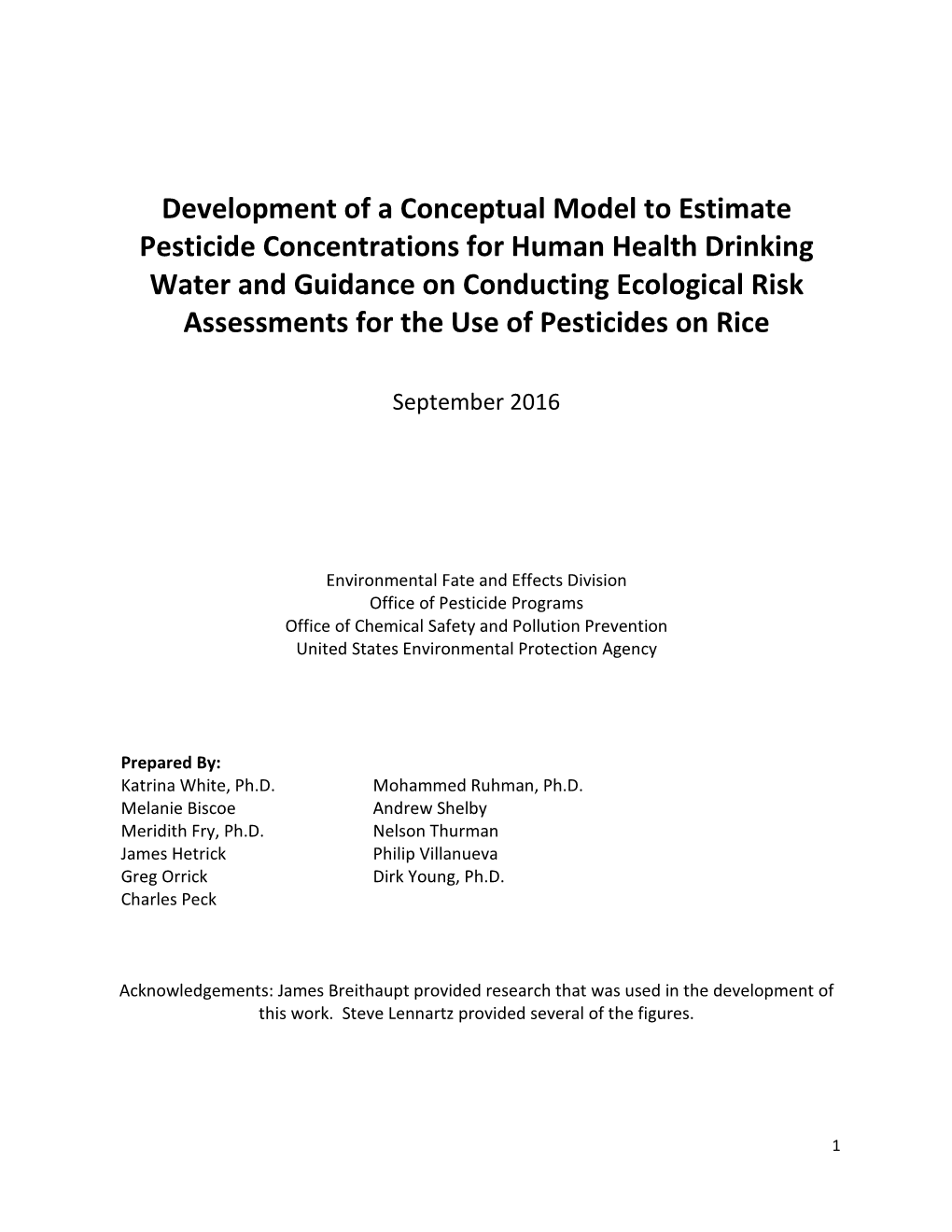 Development of a Conceptual Model to Estimate Pesticide