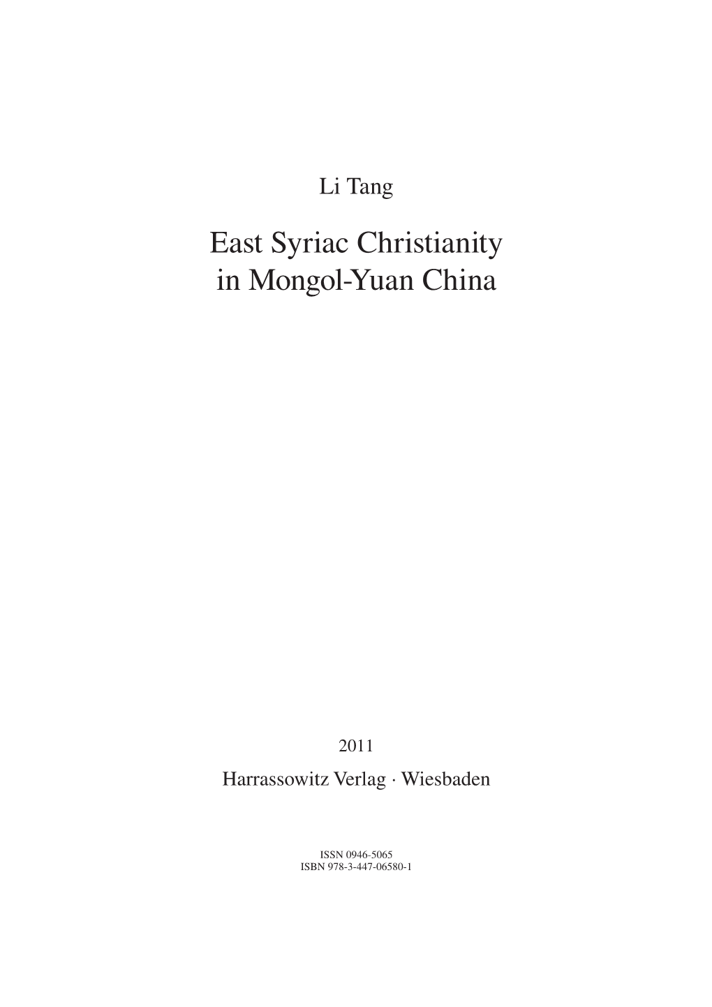 East Syriac Christianity in Mongol-Yuan China