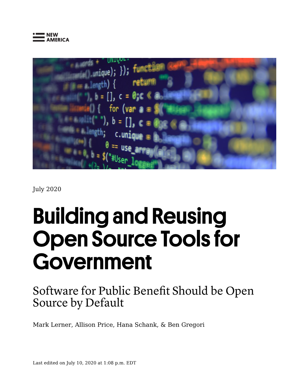 Building and Reusing Open Source Tools for Government