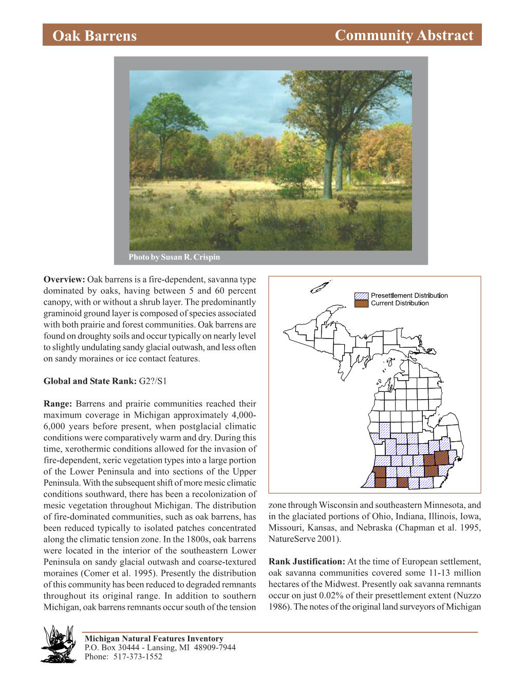 Oak Barrens Communityoak Abstract Barrens, Page 1