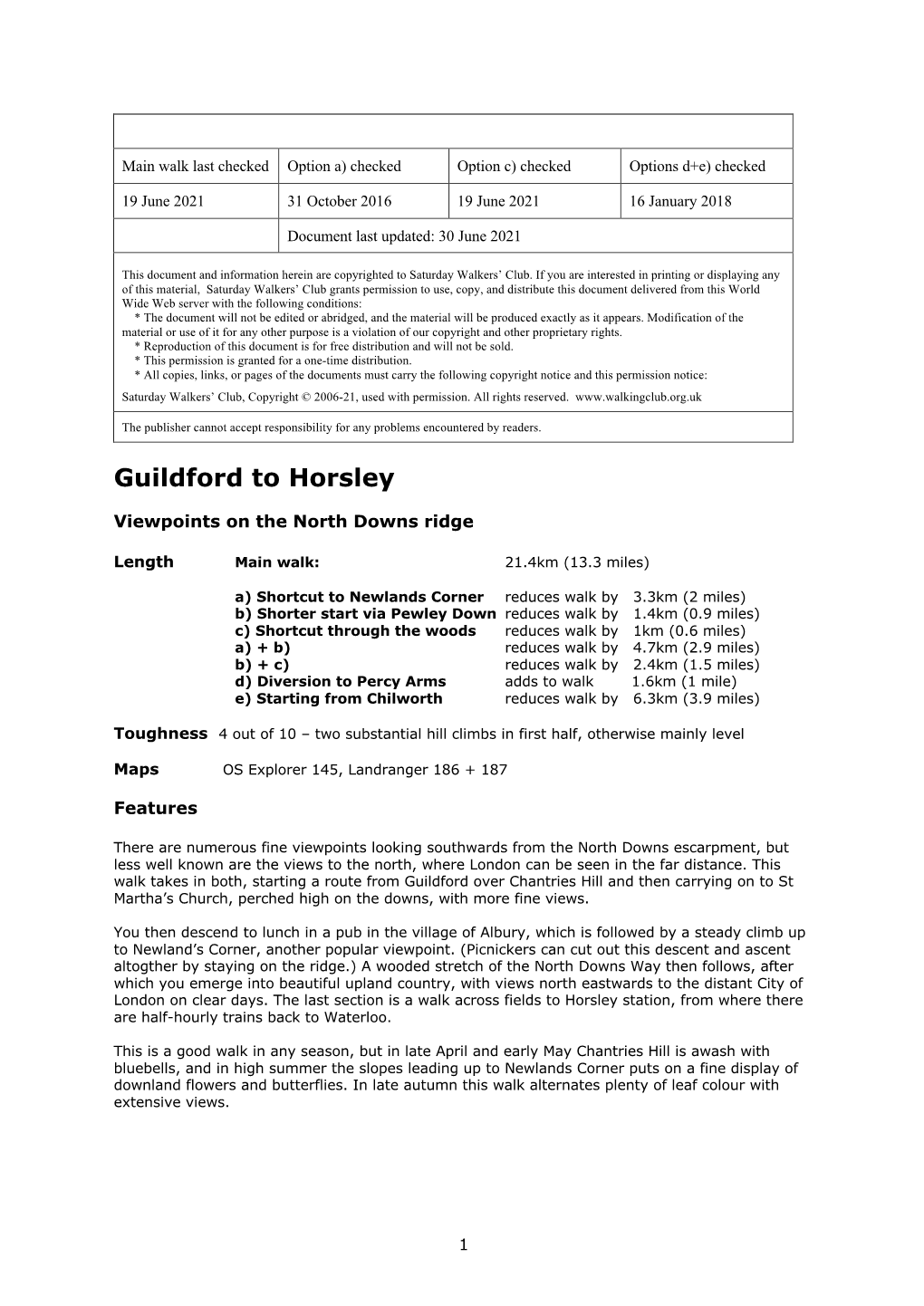 Guildford to Horsley