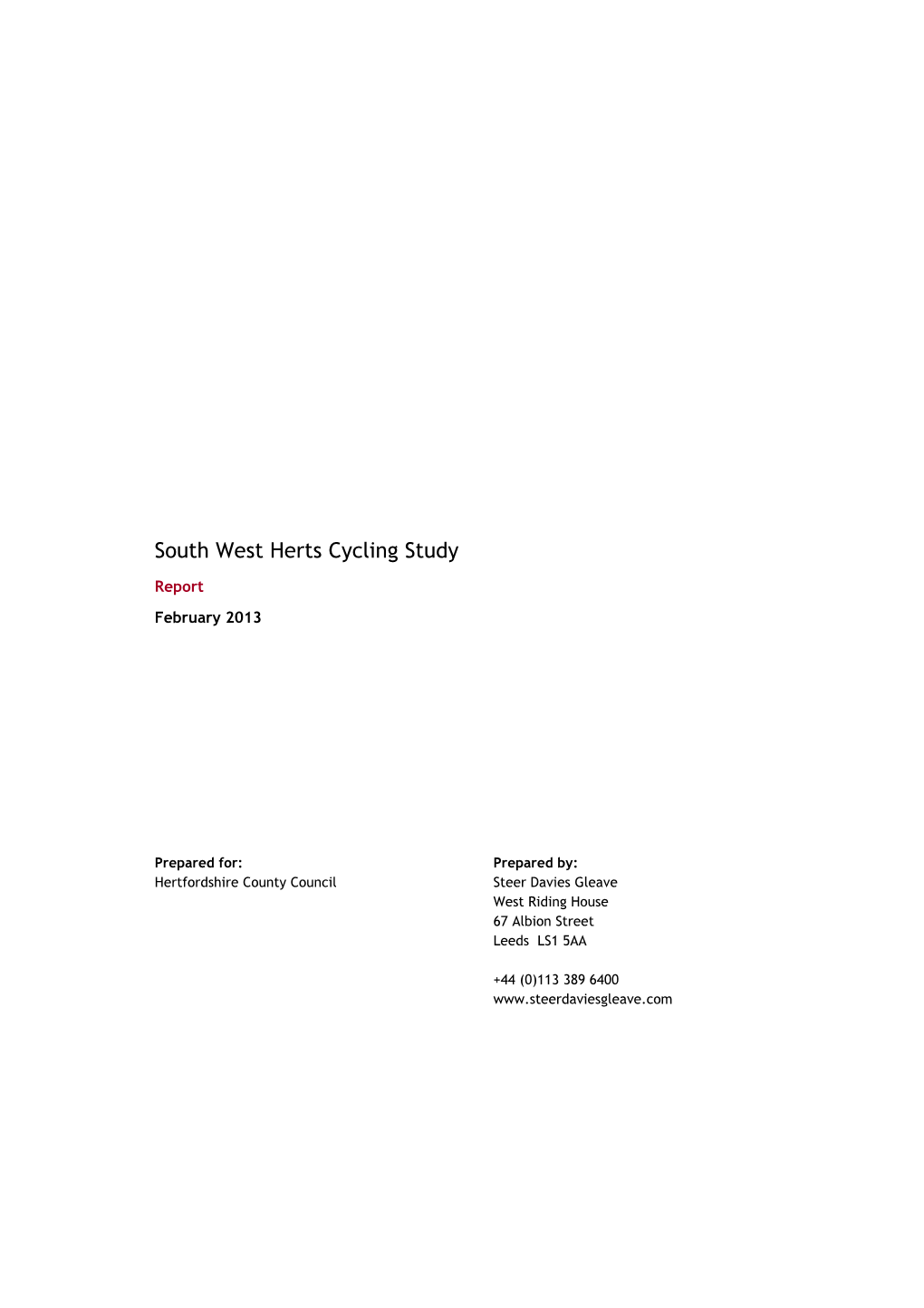 South West Herts Cycling Study