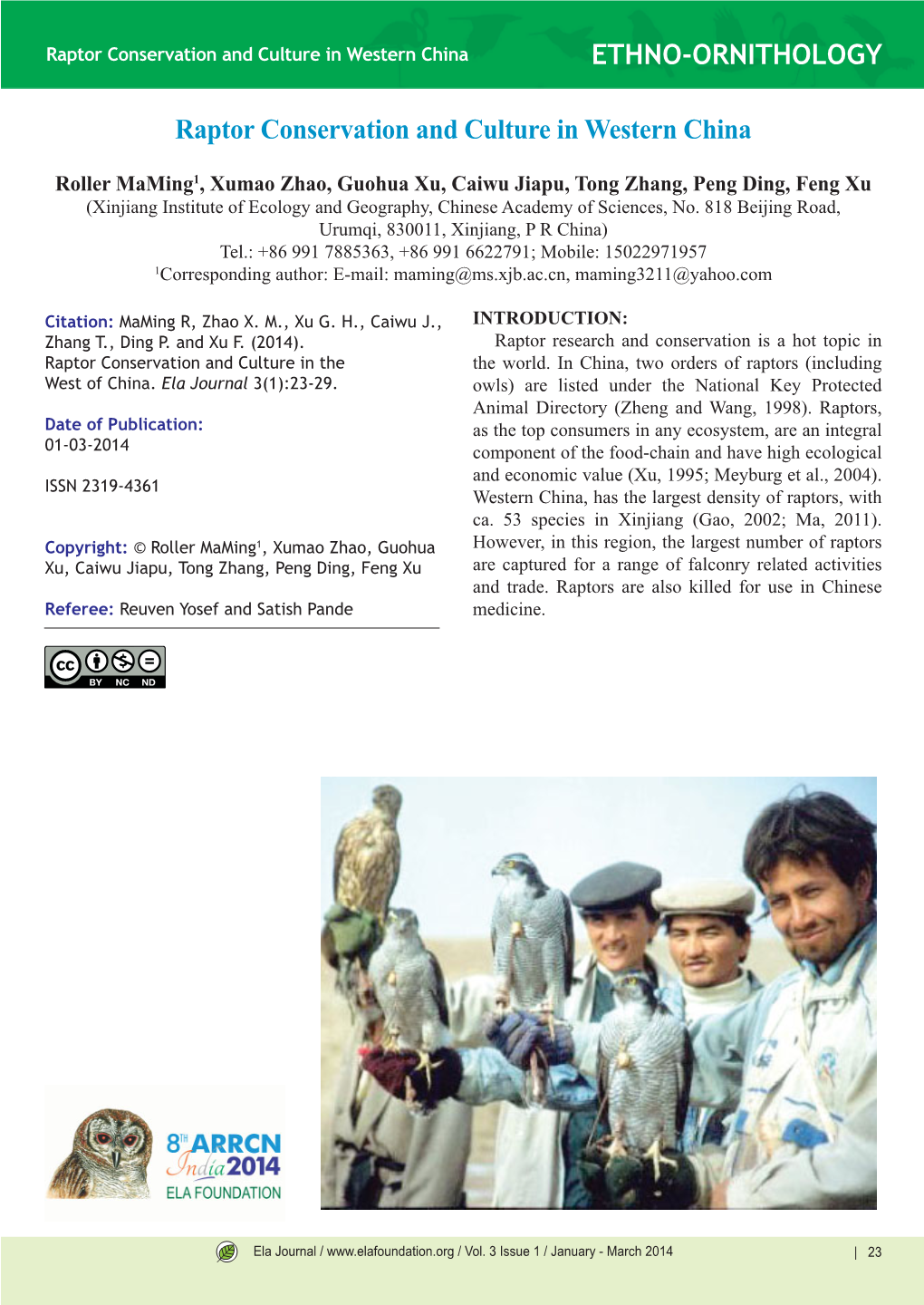 ETHNO-ORNITHOLOGY Raptor Conservation and Culture In