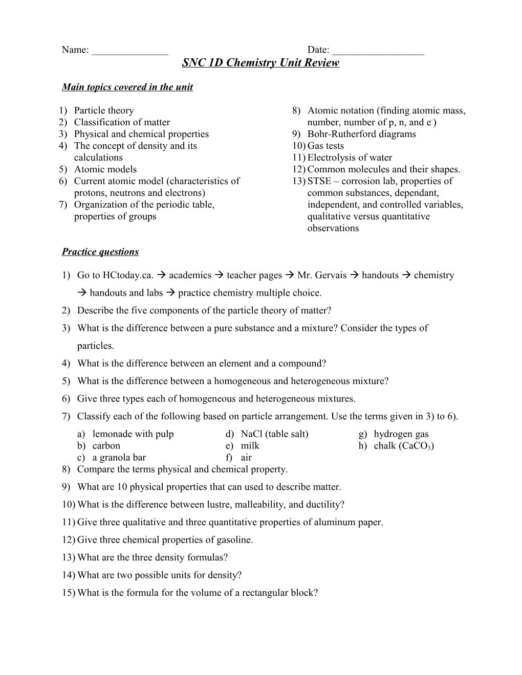 SNC 1D Chemistry Unit Review s1