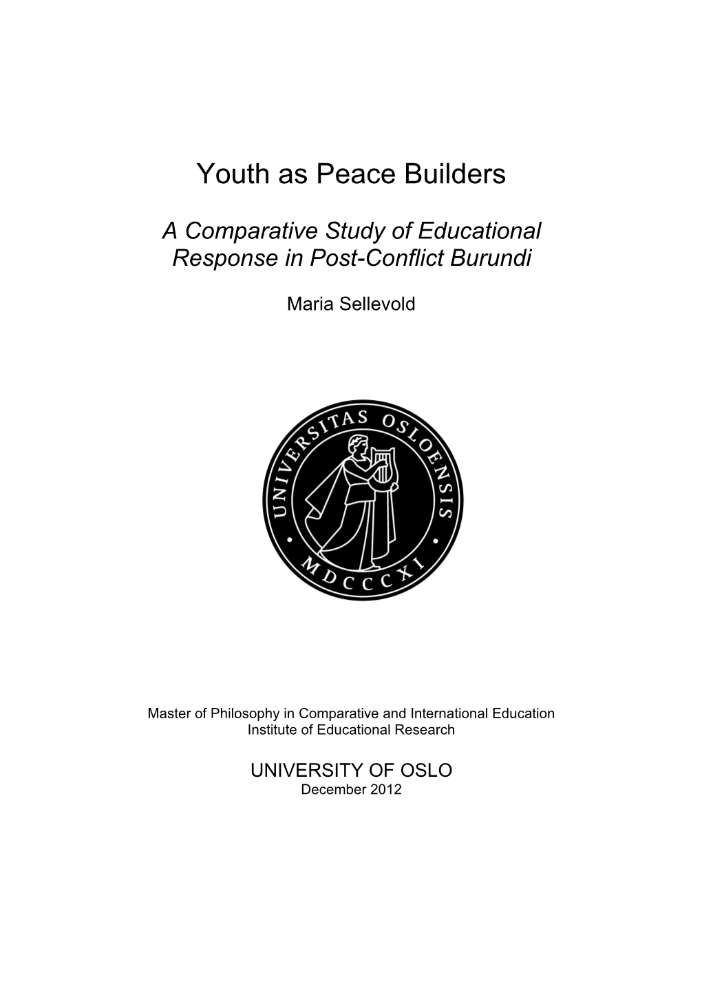 Youth As Peace Builders