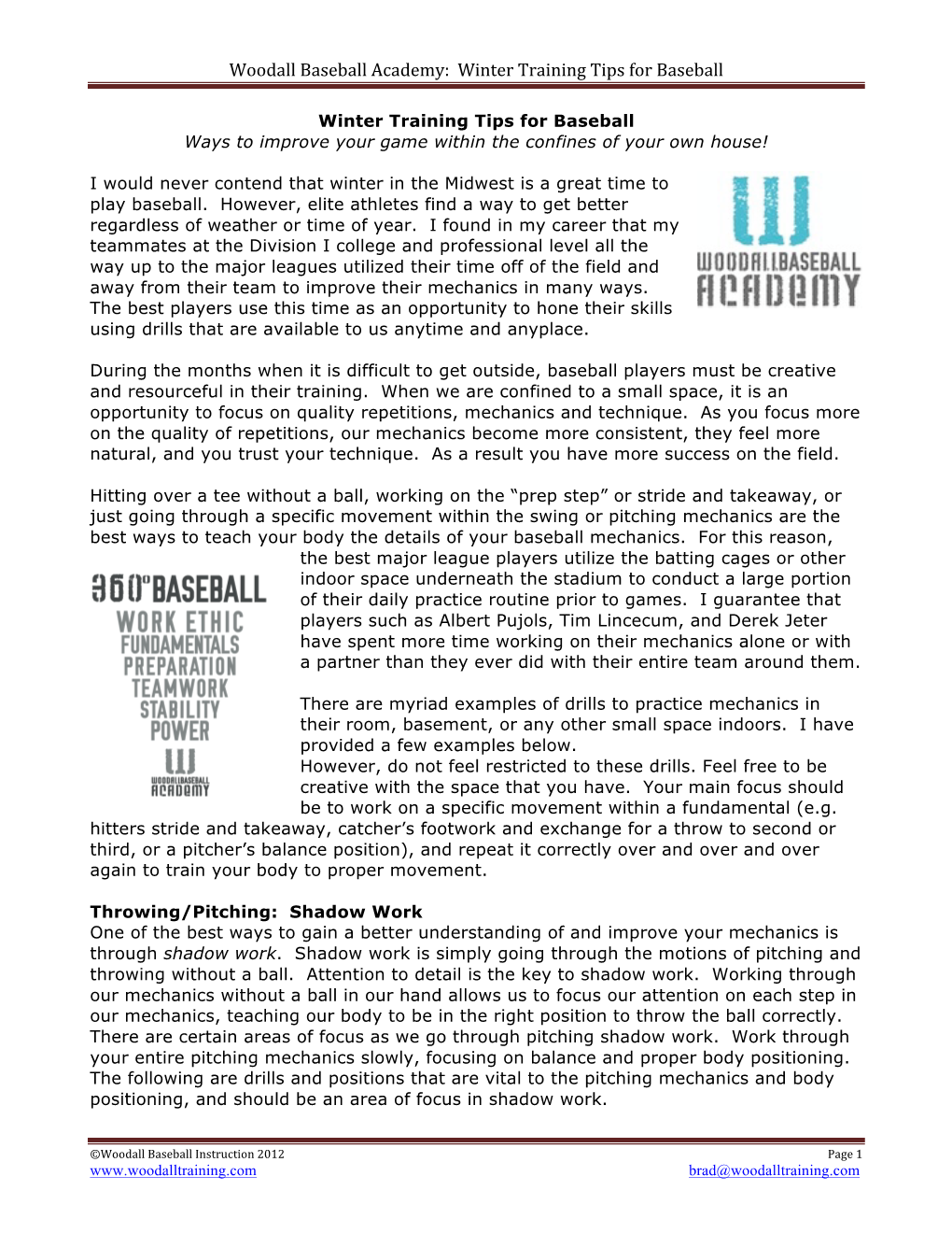 Woodall Baseball Academy: Winter Training Tips for Baseball