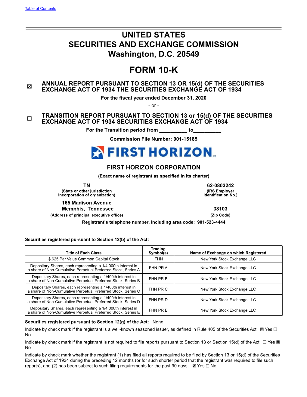 FHN 10K FY2020 Document
