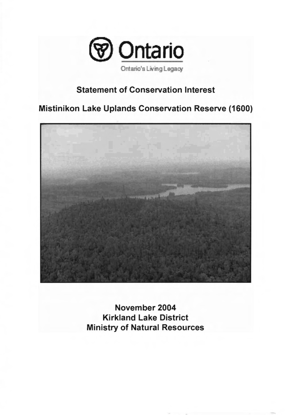Statement of Conservation Interest Mistinikon Lake