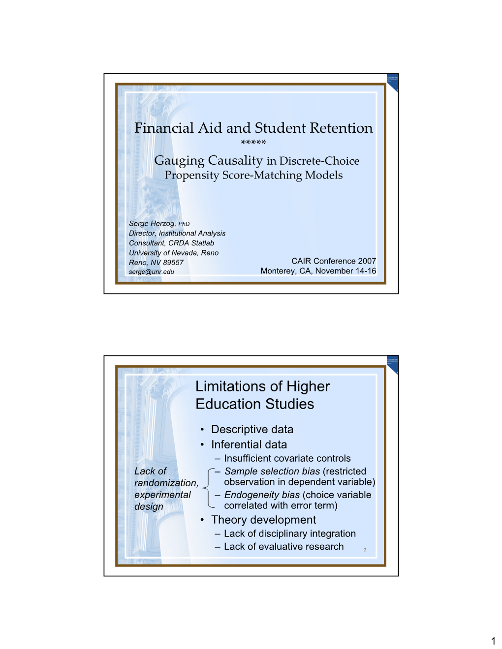 Financial Aid and Student Retention Limitations of Higher Education