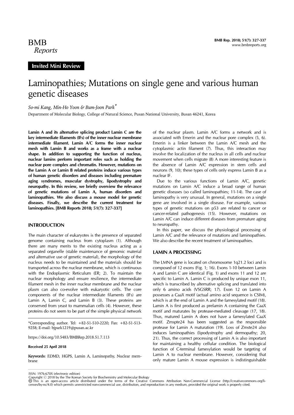 Laminopathies; Mutations on Single Gene and Various Human Genetic Diseases