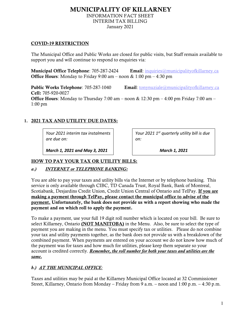 2021 Interim Tax Billing Fact Sheet