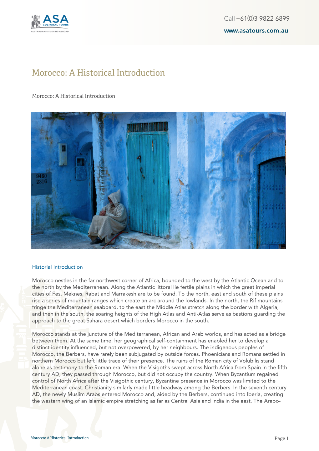 Morocco: a Historical Introduction