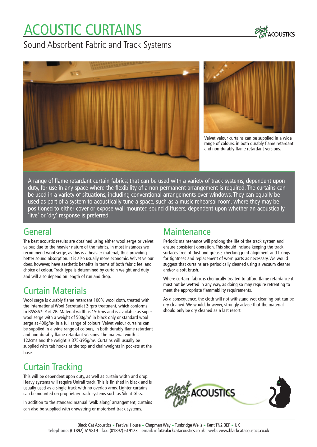 ACOUSTIC CURTAINS Sound Absorbent Fabric and Track Systems