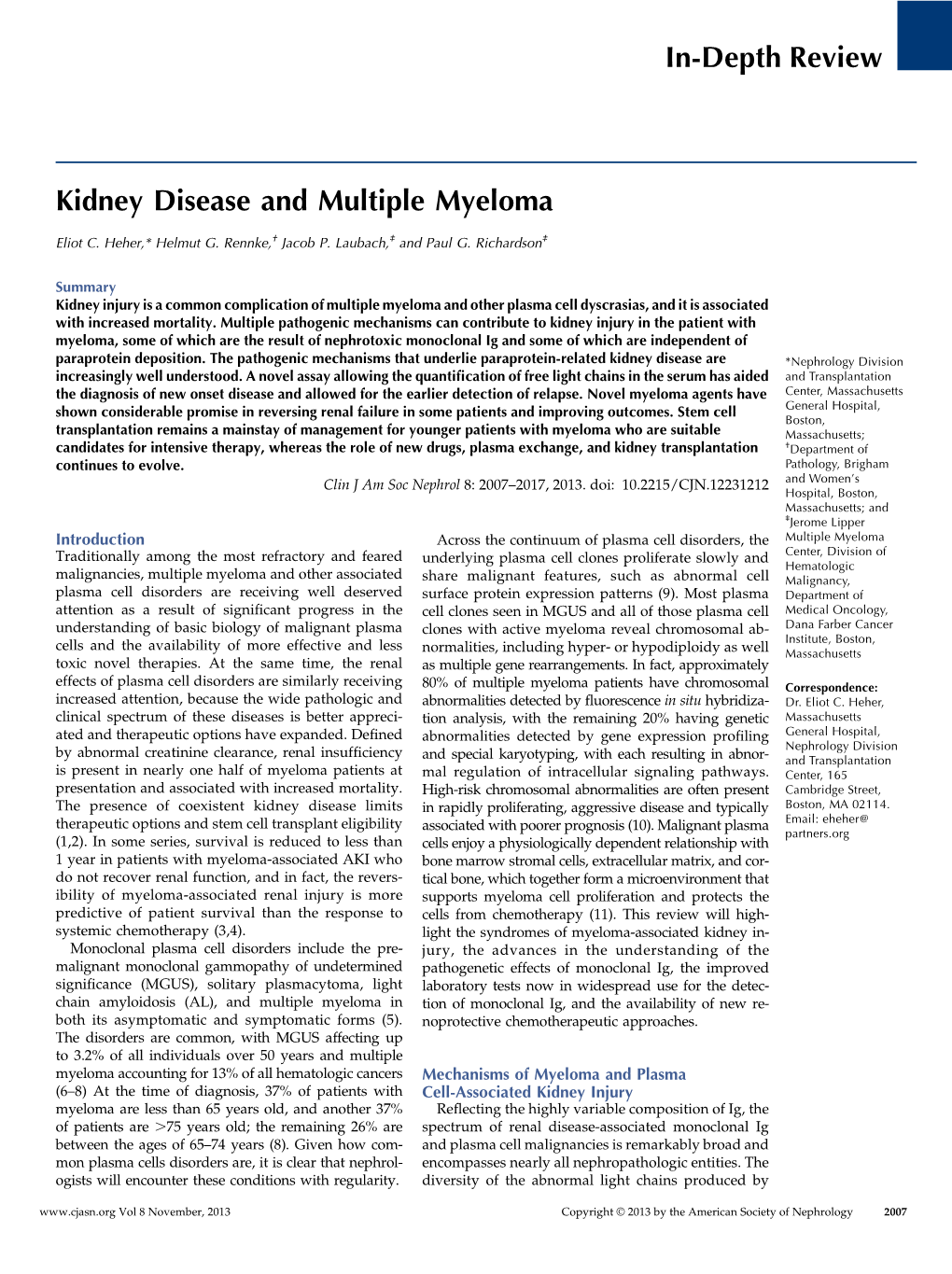 In-Depth Review Kidney Disease and Multiple Myeloma
