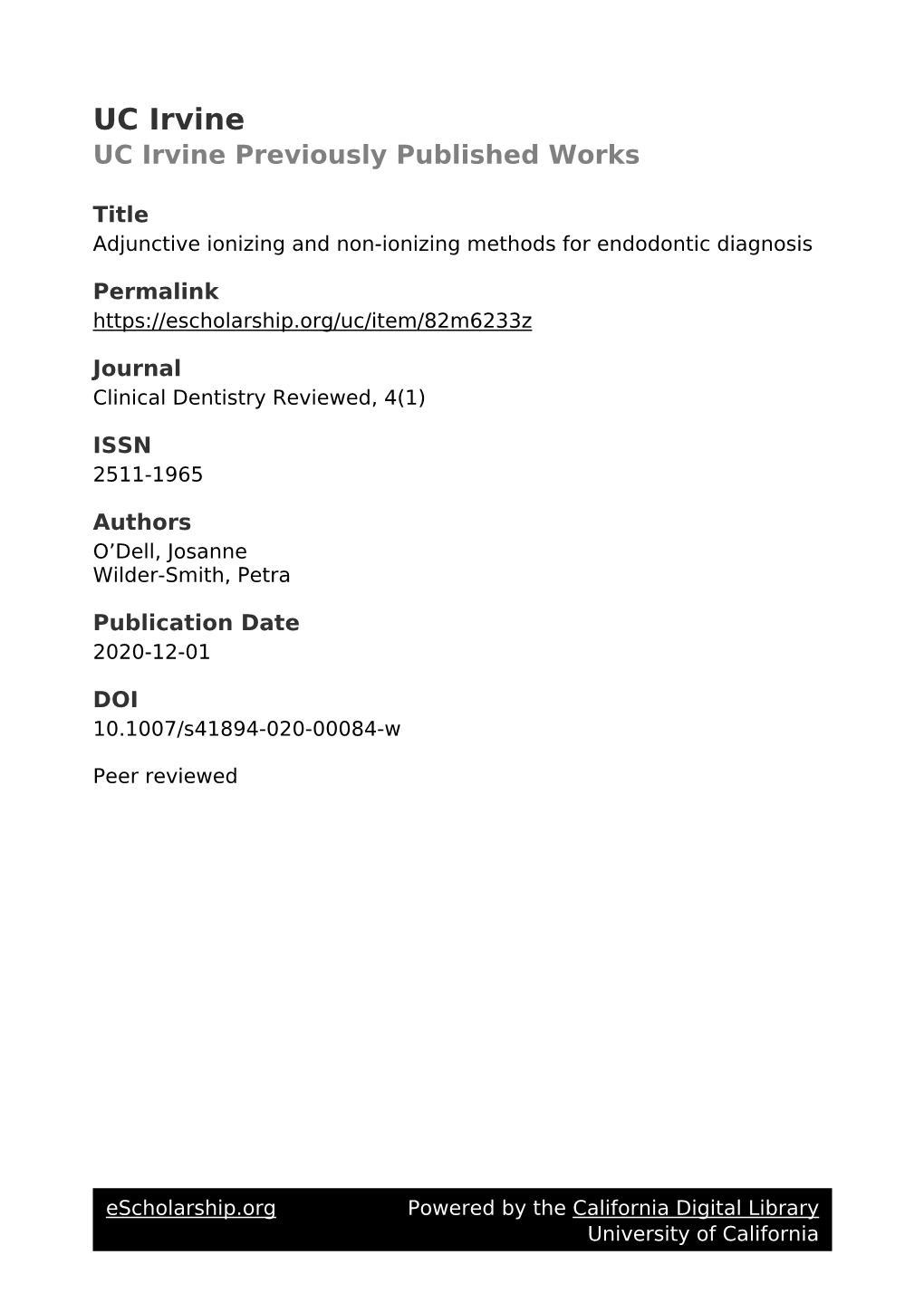 Adjunctive Ionizing and Non-Ionizing Methods for Endodontic Diagnosis
