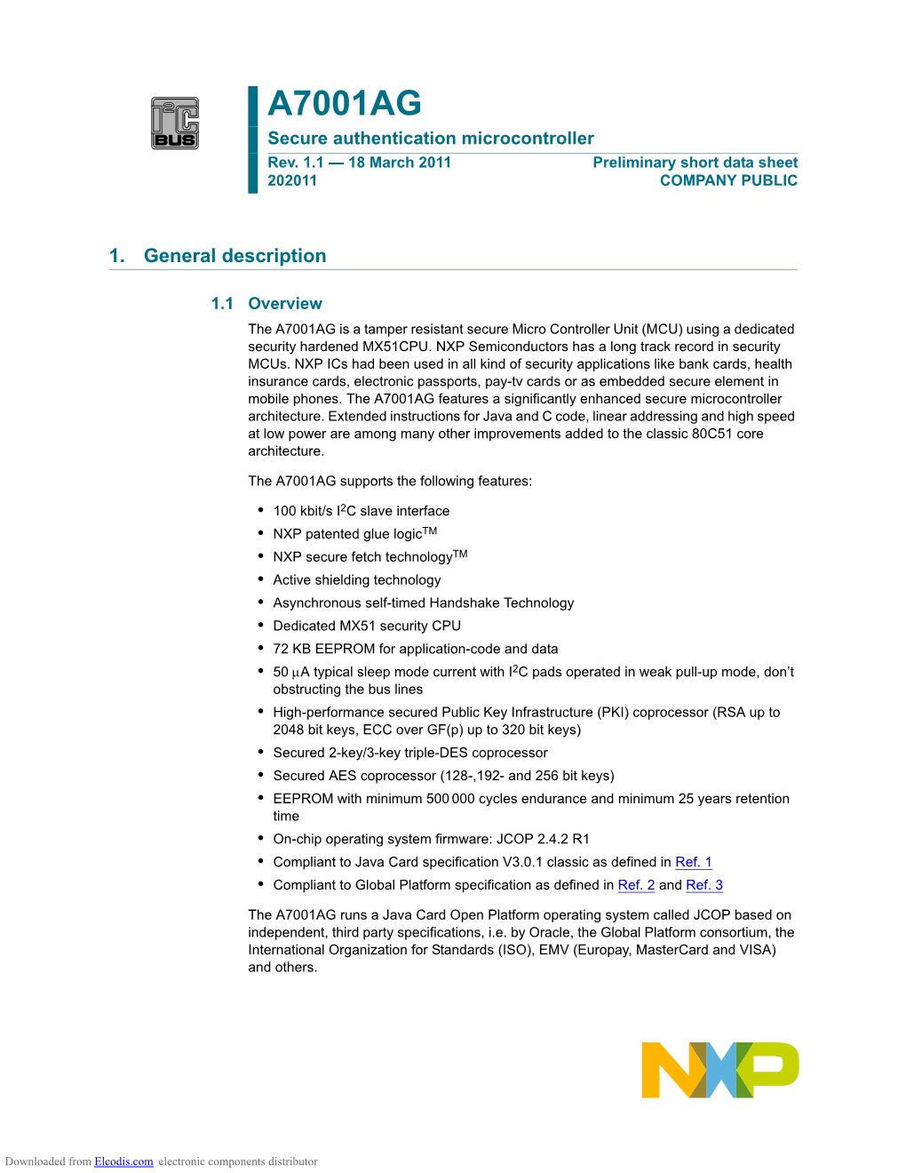 A7001AG Secure Authentication Microcontroller Rev