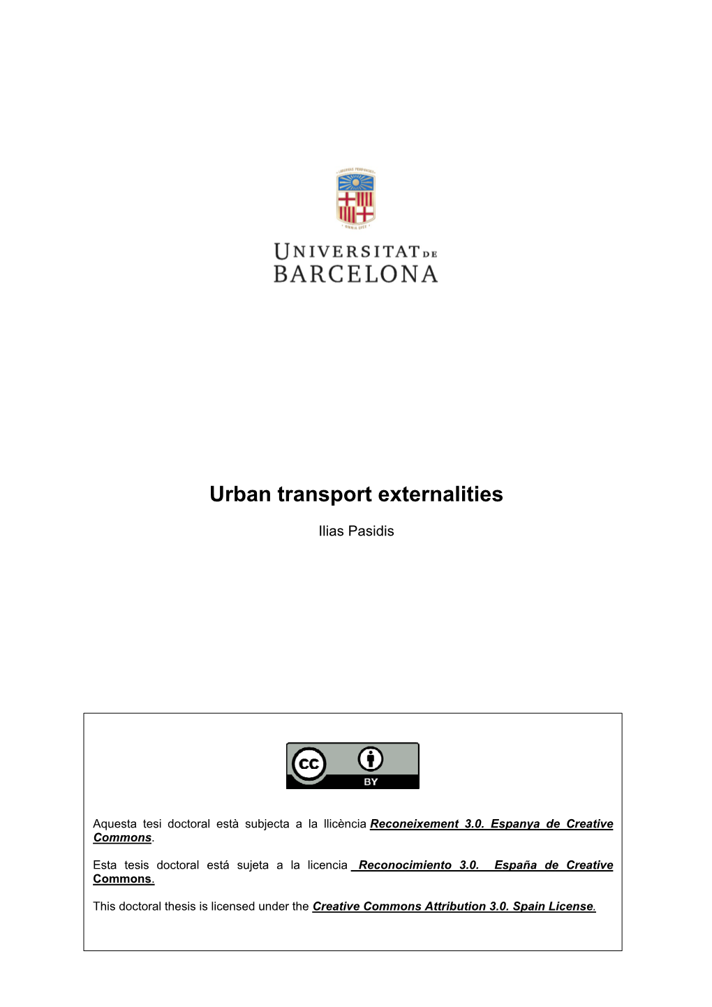 Urban Transport Externalities