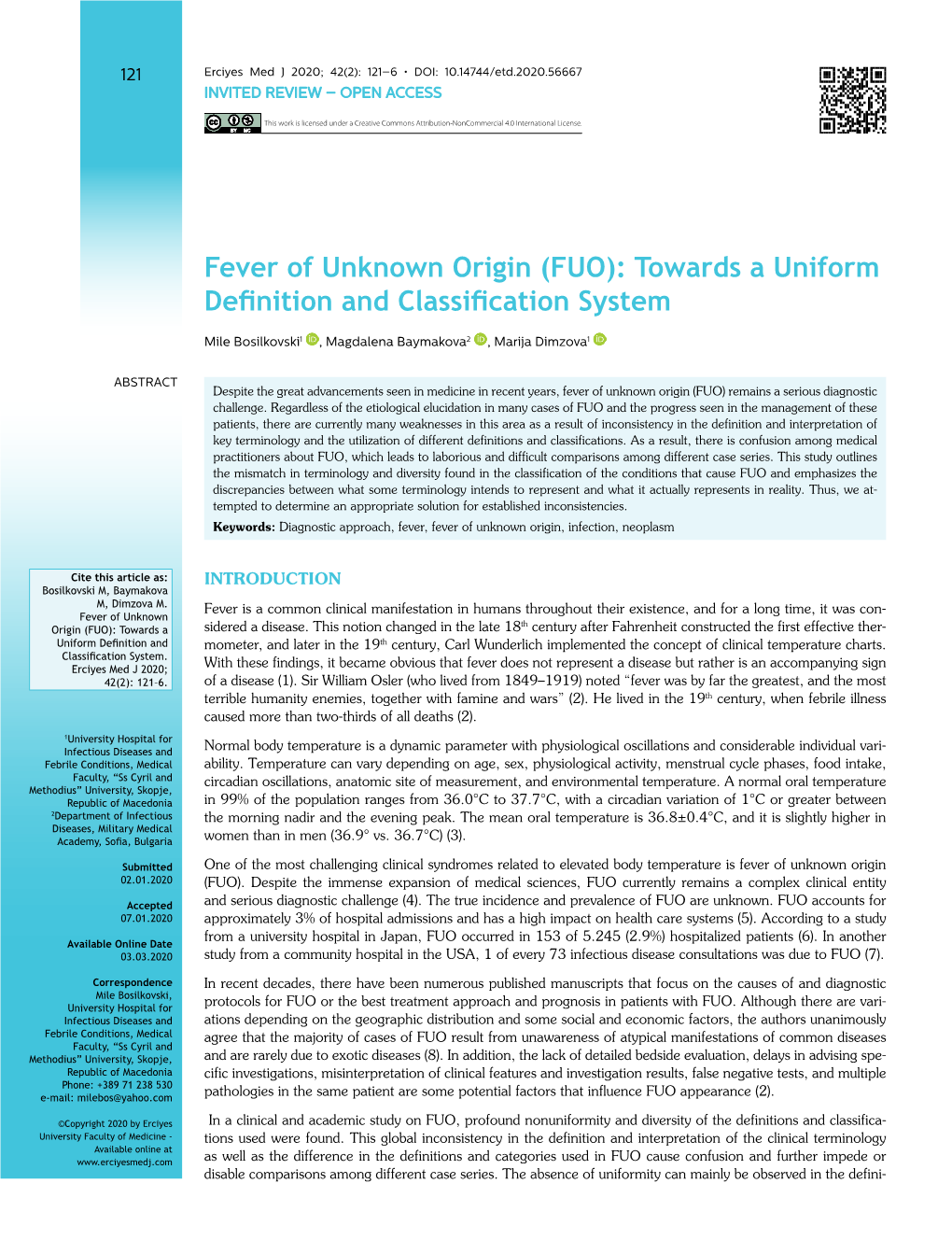 Fever of Unknown Origin (FUO): Towards a Uniform Definition and Classification System