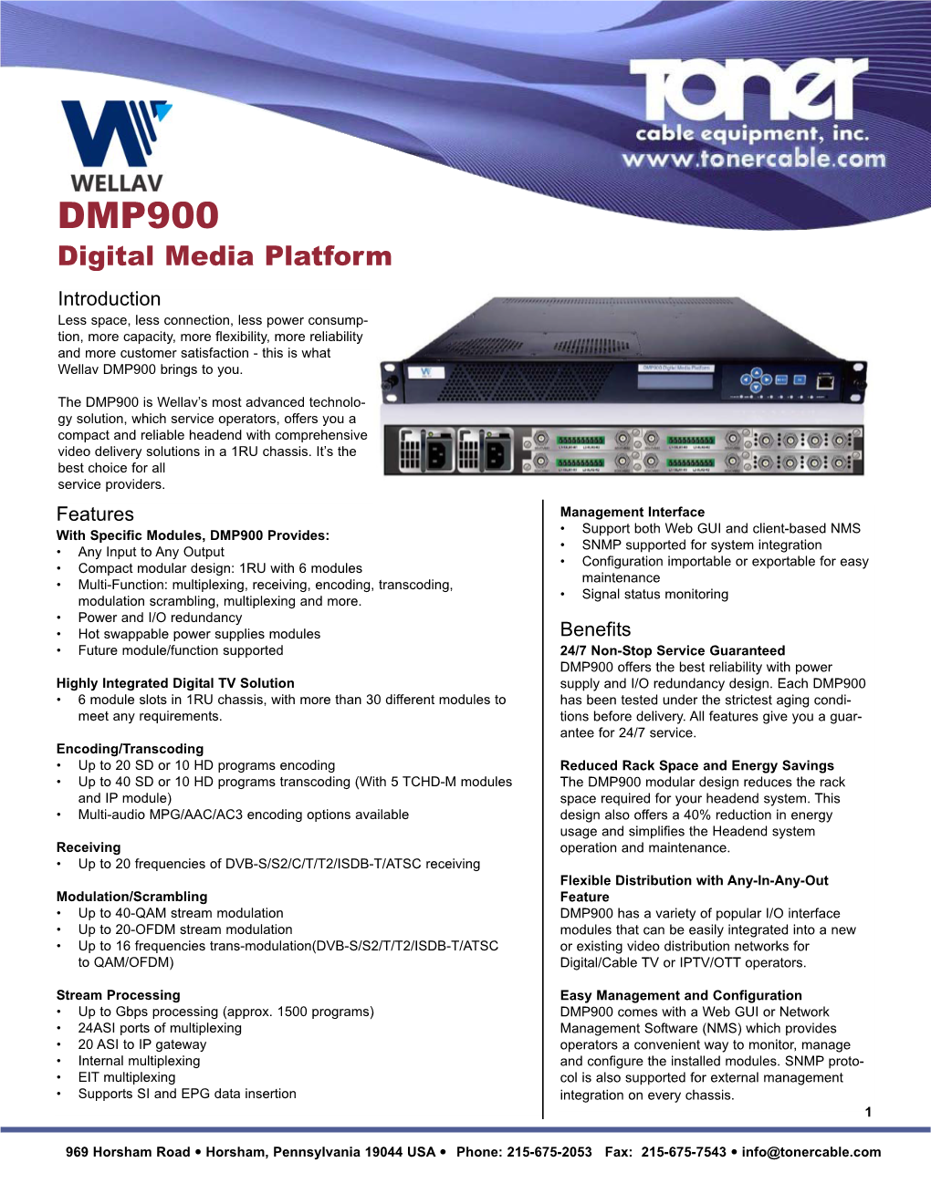Wellav DMP900 Digital Media Platform TCE CABLE TOOLS.Qxd