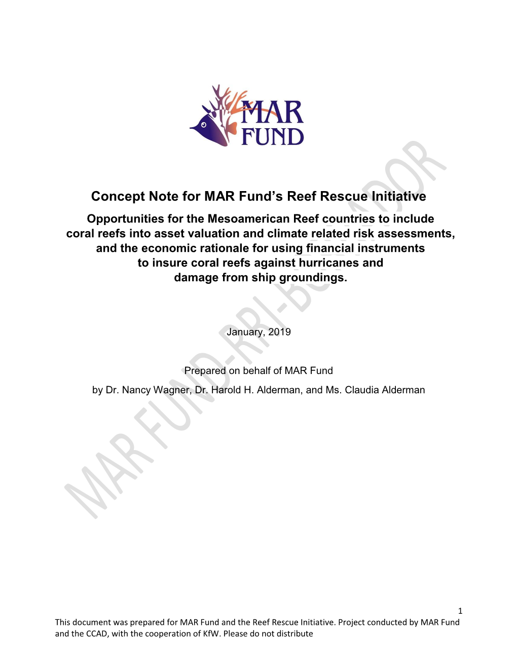 Concept Note for MAR Fund's Reef Rescue Initiative