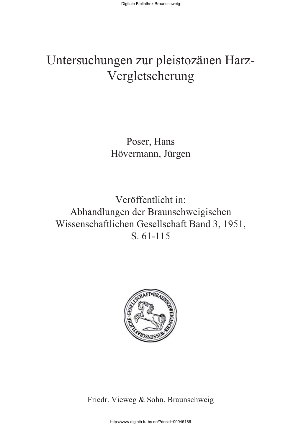 Abhandlungen Der Braunschweigischen Wissenschaftlichen Gesellschaft Band 3, 1951, S