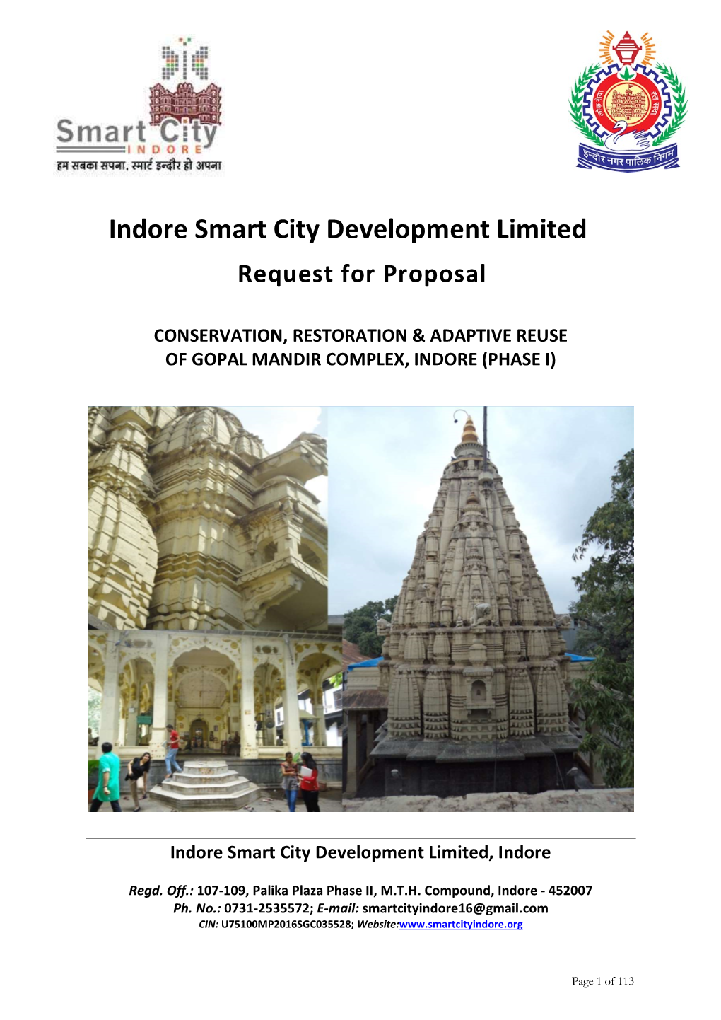 Indore Smart City Development Limited Request for Proposal