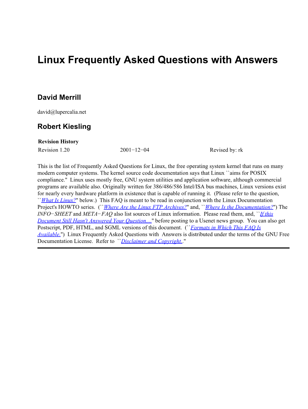 Linux Frequently Asked Questions with Answers