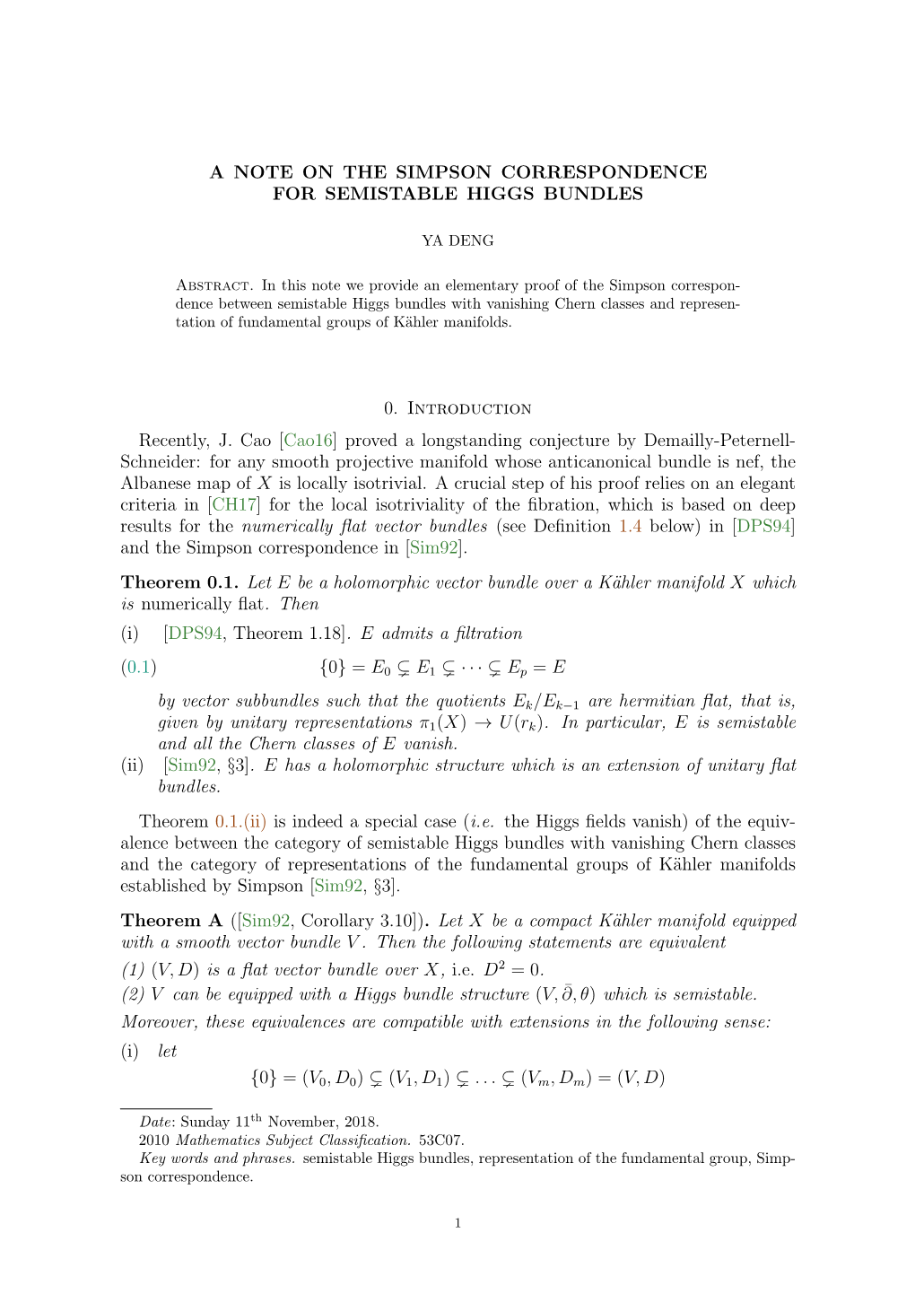 Simpson Correspondence for Semistable Higgs Bundles Over