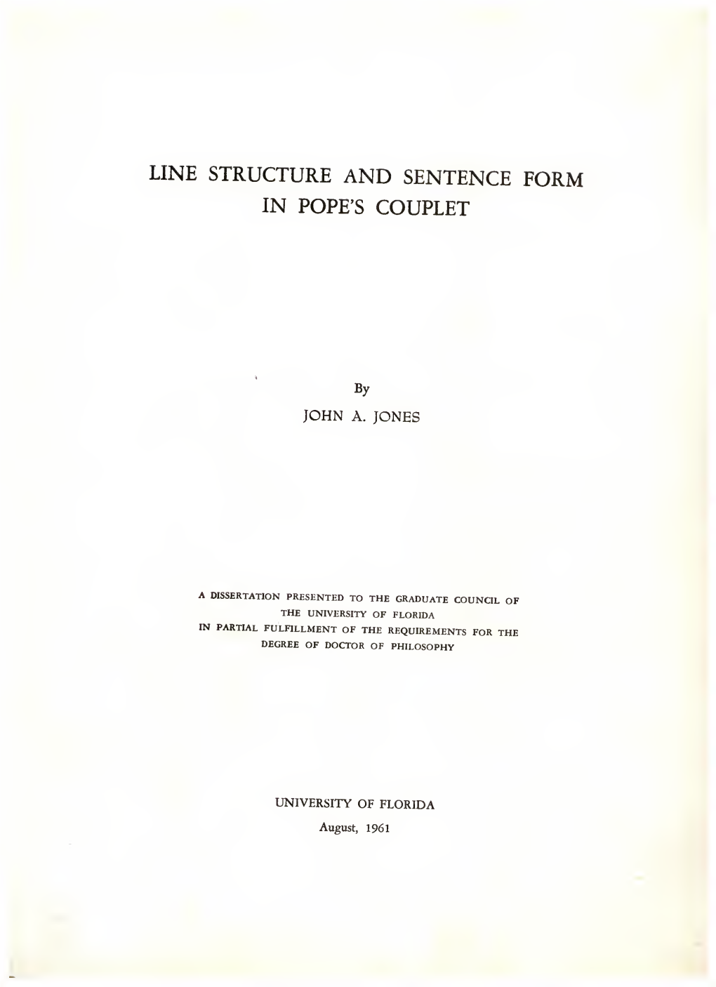 Line Structure and Sentence Form in Pope's Couplet