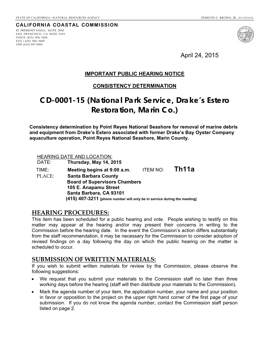 Drakes Estero Restoration Background Information: CCC