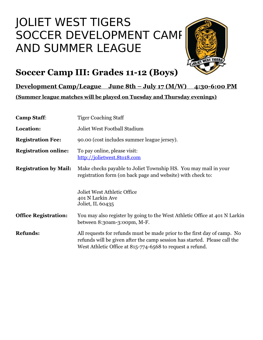 Soccer Camp III: Grades 11-12 (Boys)