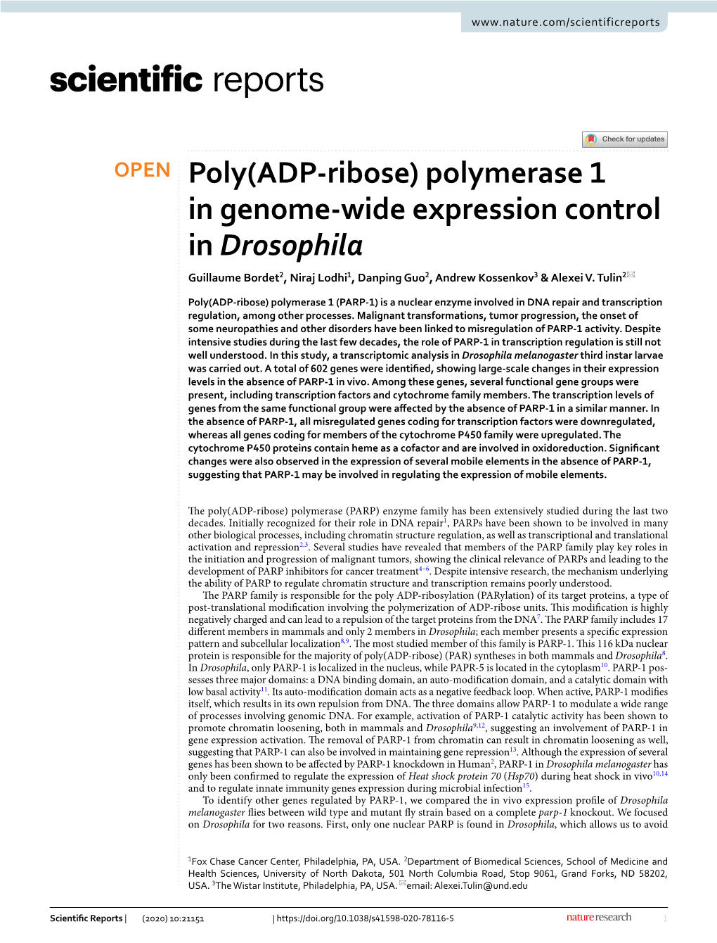 Polymerase 1 in Genome-Wide Expression Control in Drosophila