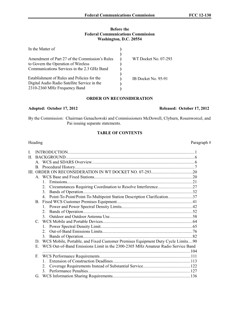 Federal Communications Commission FCC 12-130