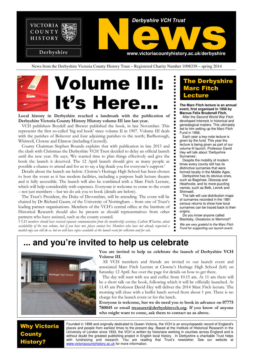 VCH Newsletter-Spring-2014
