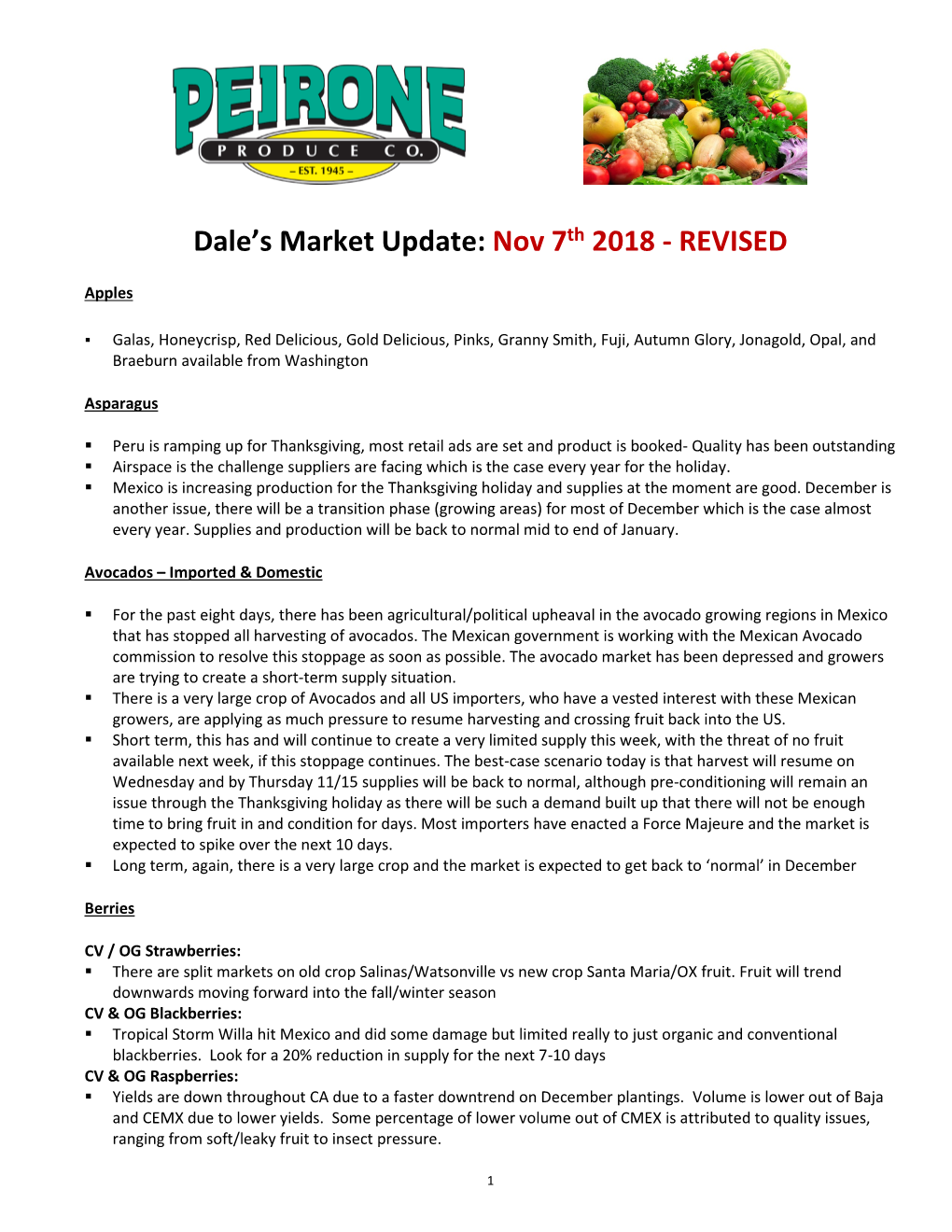 Dale's Market Update: Nov 7Th 2018