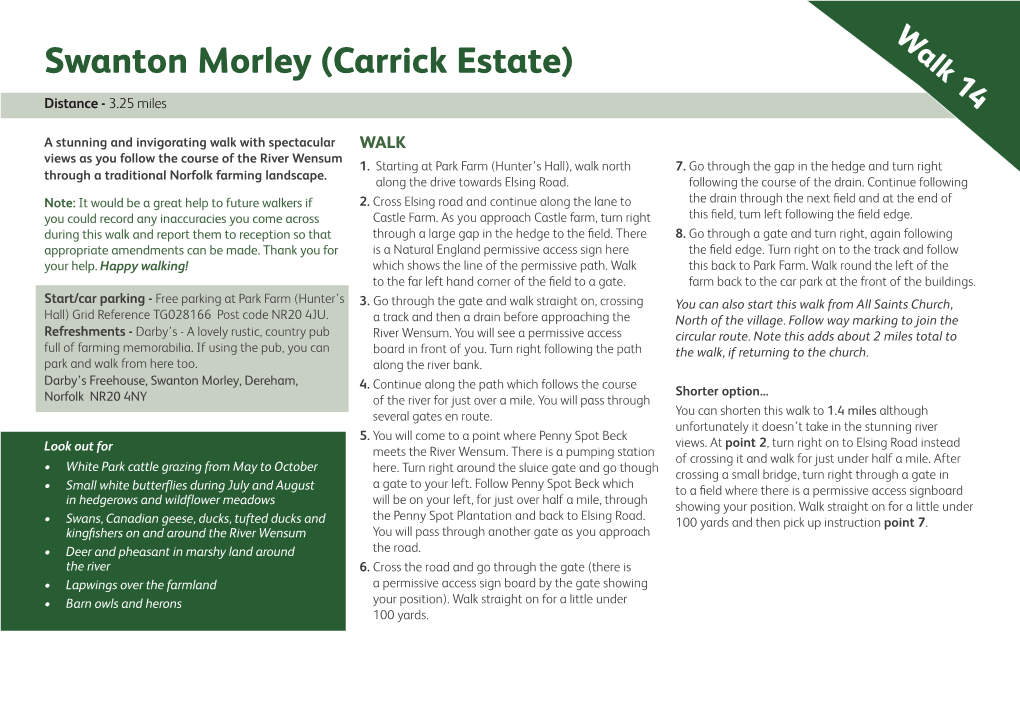 Barnham Broom Walk 14 Swanton Morley (Carrick Estate)