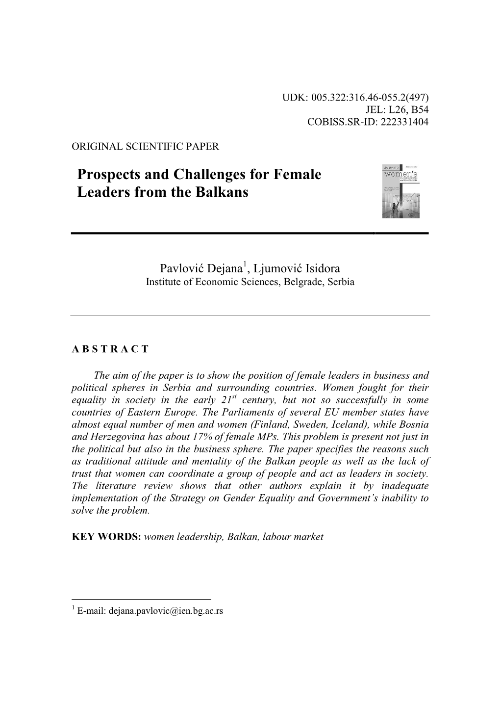 Prospects and Challenges for Female Leaders from the Balkans