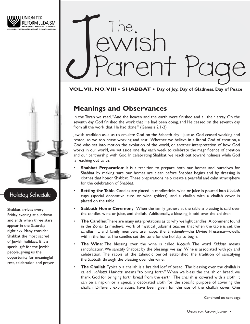 URJ Shabbat Parent Page