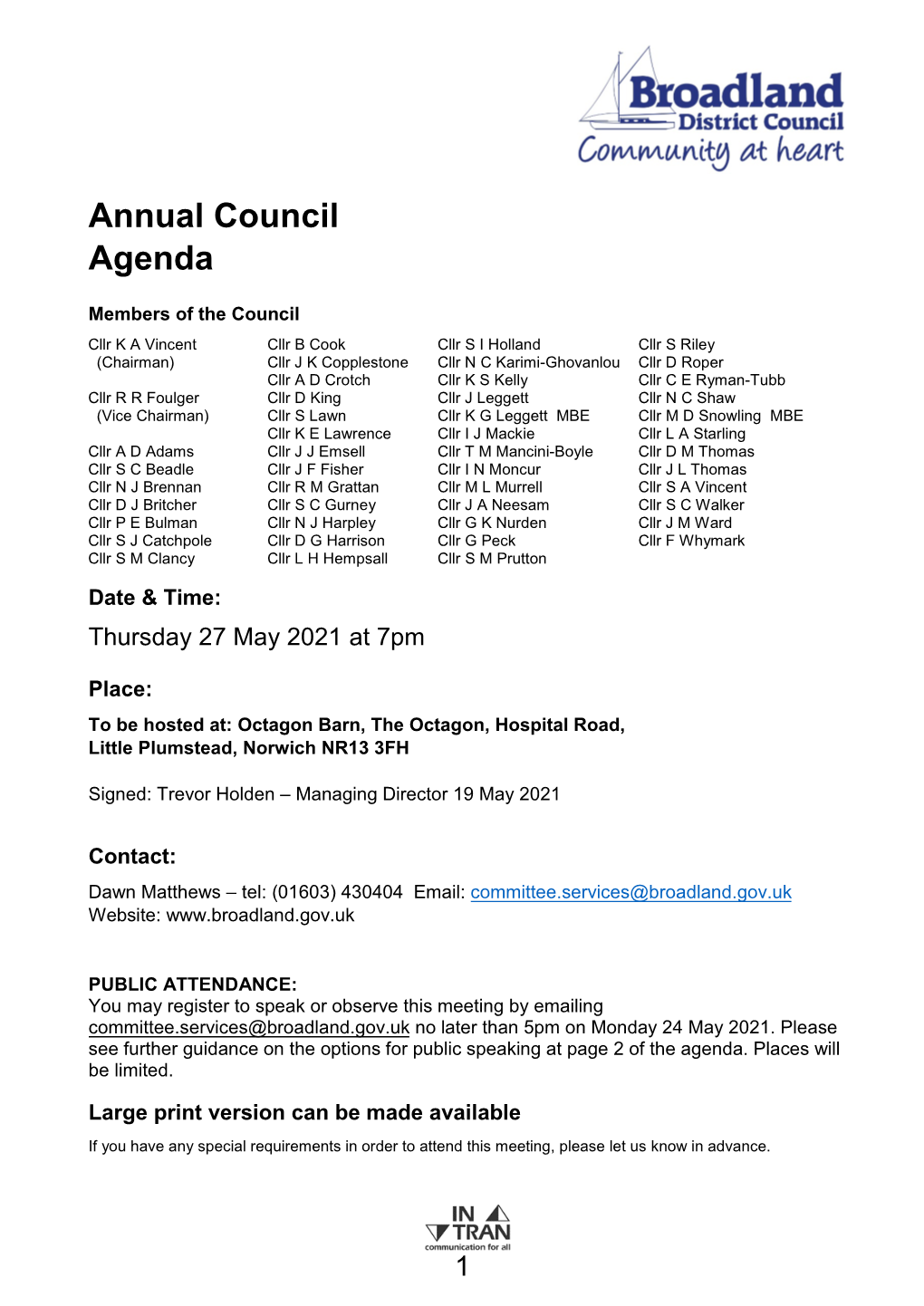 Council Annnual Meeting 27 May 2021