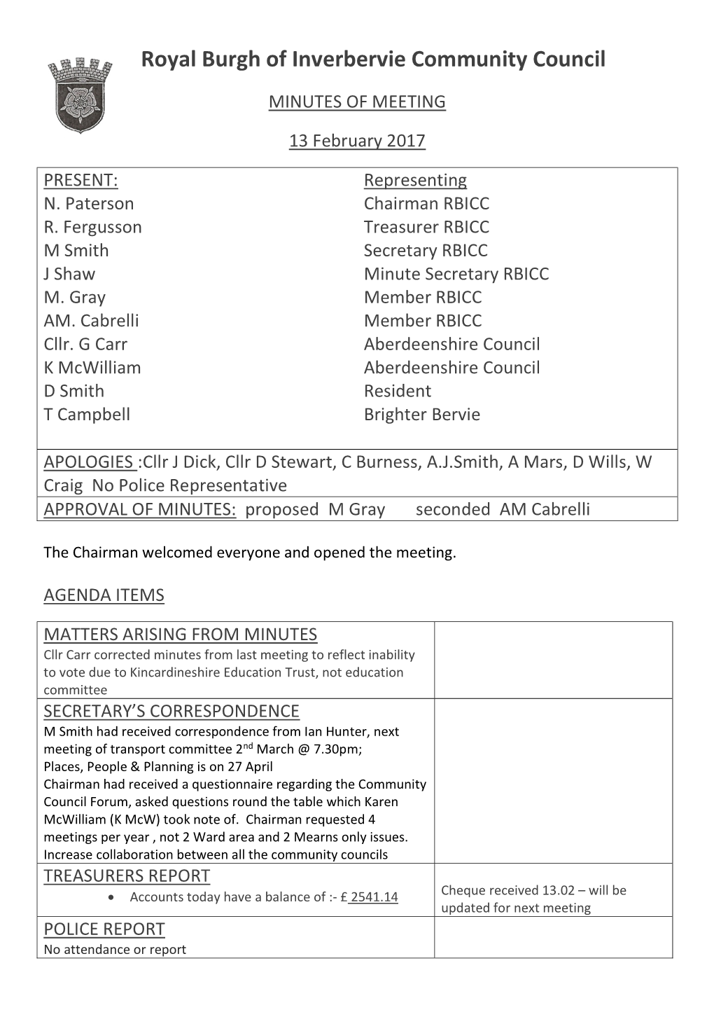 Royal Burgh of Inverbervie Community Council