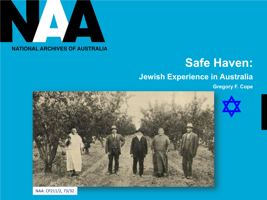 Safe Haven: Jewish Experience in Australia Gregory F