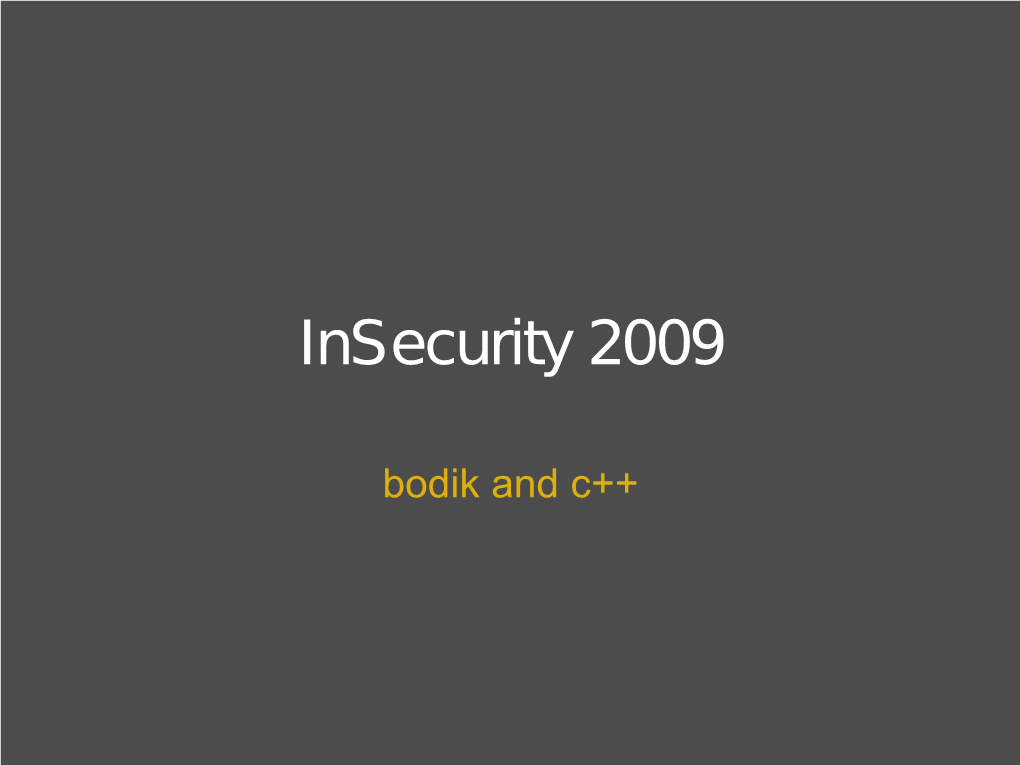 Insecurity 2009