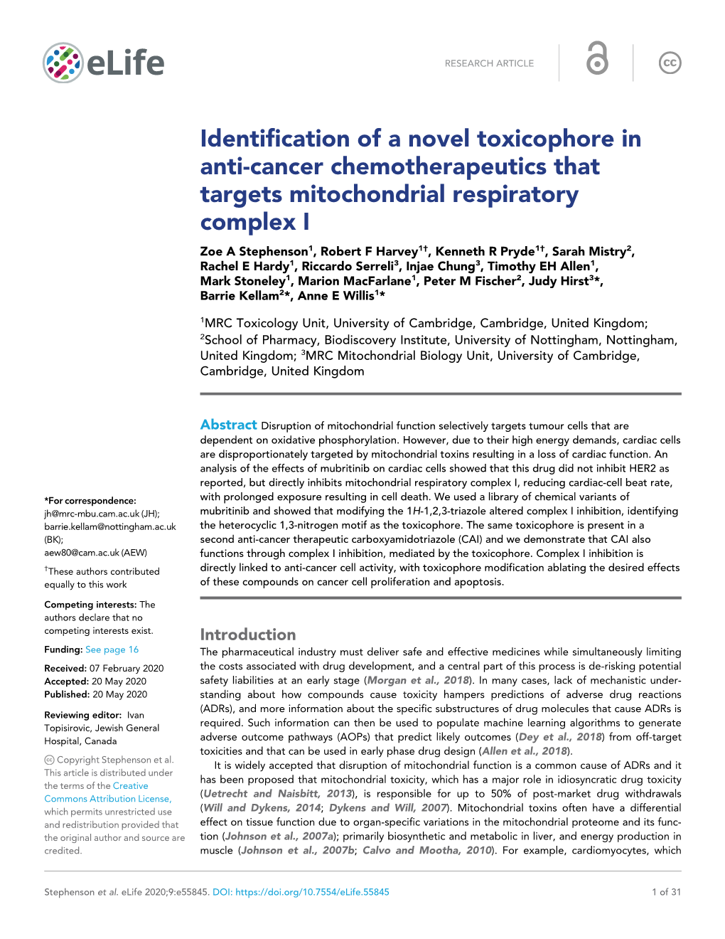 Identification of a Novel Toxicophore in Anti-Cancer Chemotherapeutics That