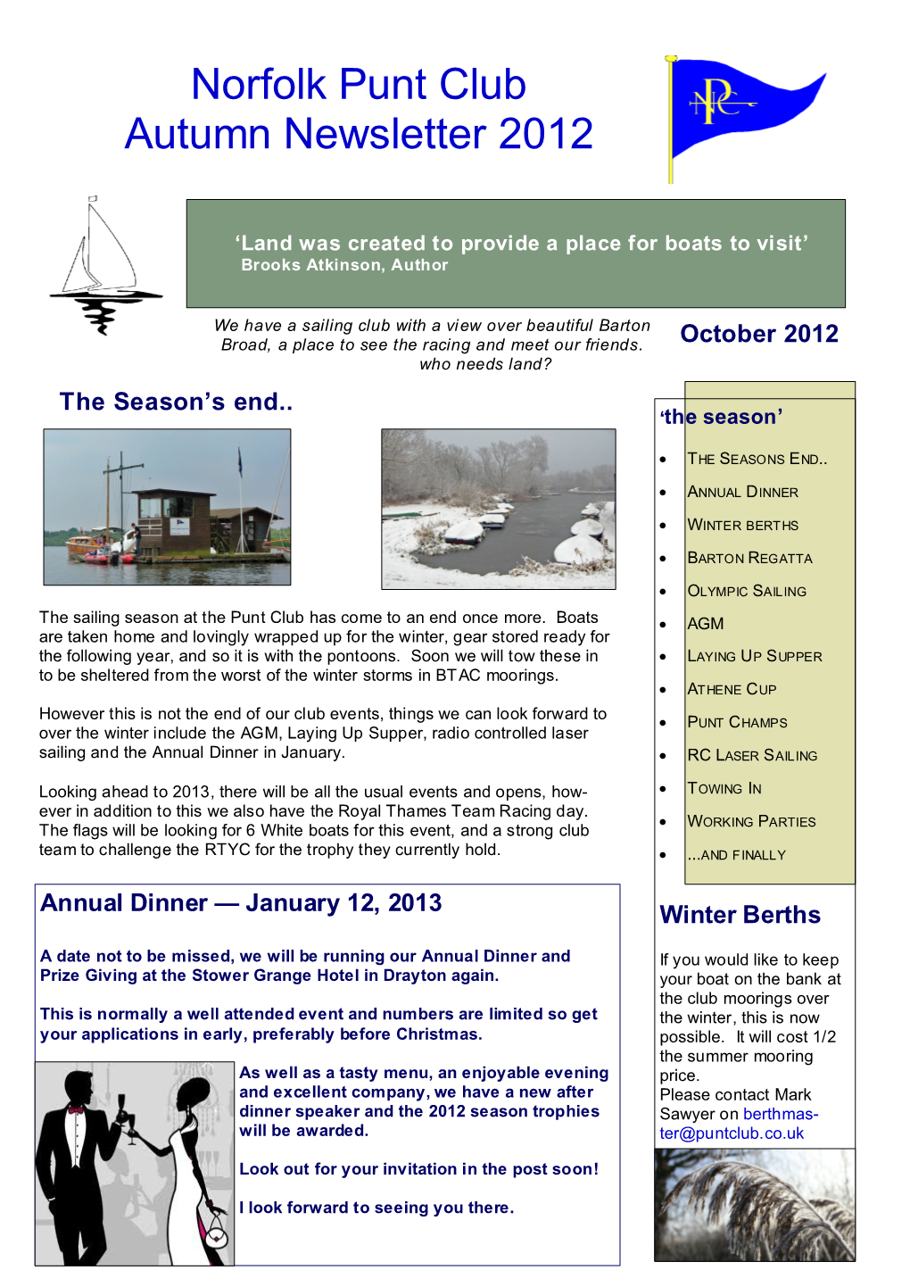 Norfolk Punt Club Autumn Newsletter 2012