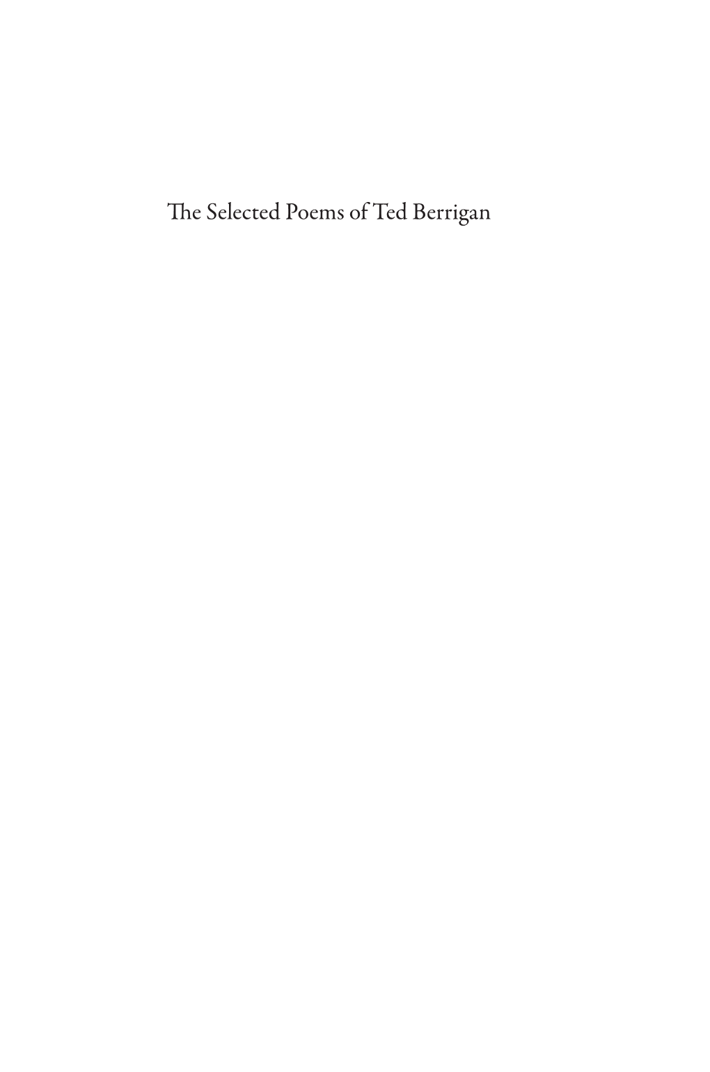 The Selected Poems of Ted Berrigan